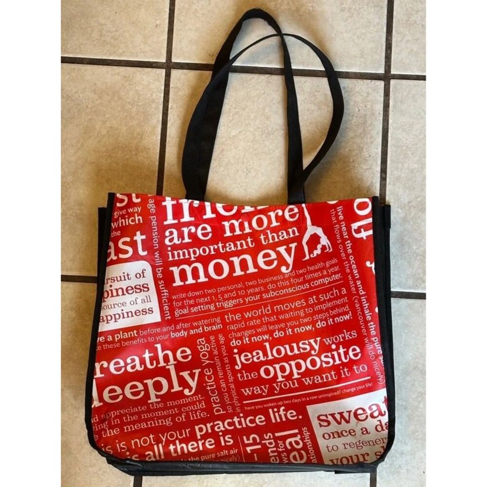 Lululemon Red, White, Black Large Reusable Shopping Bag
